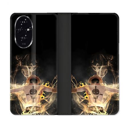 Housse cuir portefeuille Pour Honor 200 5G Manga One Piece Ace Noir