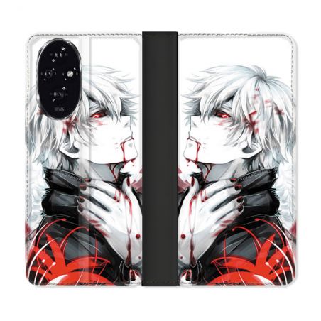 Housse cuir portefeuille Pour Honor 200 5G Manga Tokyo Ghoul Kaneki Blanc