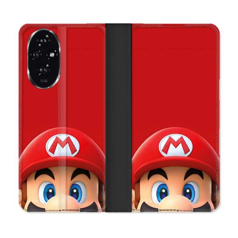 Housse cuir portefeuille Pour Honor 200 5G Mario Rouge