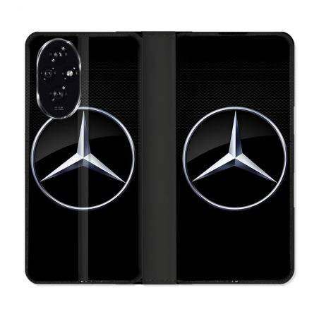 Housse cuir portefeuille Pour Honor 200 5G Mercedes Carbone
