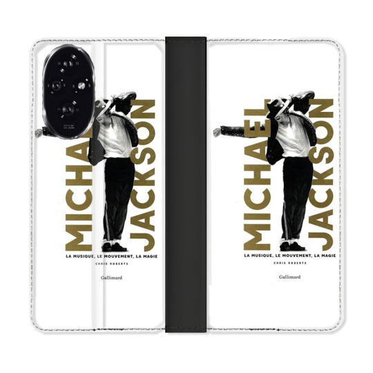 Housse cuir portefeuille Pour Honor 200 5G Michael Jackson Blanc