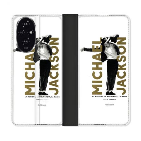 Housse cuir portefeuille Pour Honor 200 5G Michael Jackson Blanc