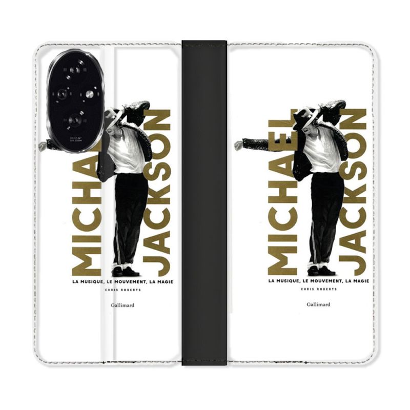 Housse cuir portefeuille Pour Honor 200 5G Michael Jackson Blanc