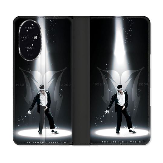 Housse cuir portefeuille Pour Honor 200 5G Michael Jackson Noir