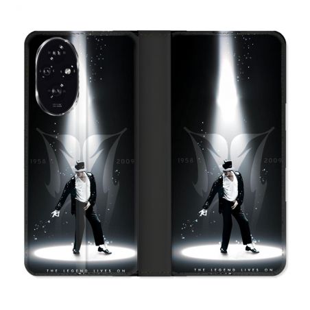 Housse cuir portefeuille Pour Honor 200 5G Michael Jackson Noir