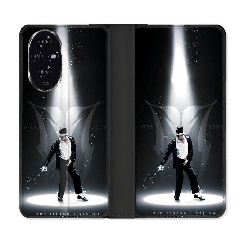 Housse cuir portefeuille Pour Honor 200 5G Michael Jackson Noir
