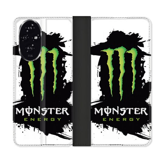 Housse cuir portefeuille Pour Honor 200 5G Monster Energy Tache