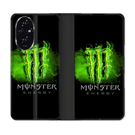 Housse cuir portefeuille Pour Honor 200 5G Monster Energy Vert