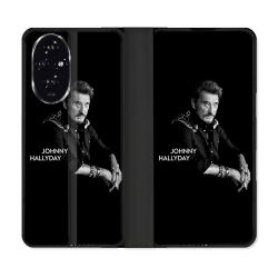 Housse cuir portefeuille Pour Honor 200 5G Musique Johnny Hallyday Noir