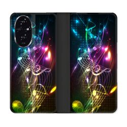 Housse cuir portefeuille Pour Honor 200 5G Musique Partition Multicolore