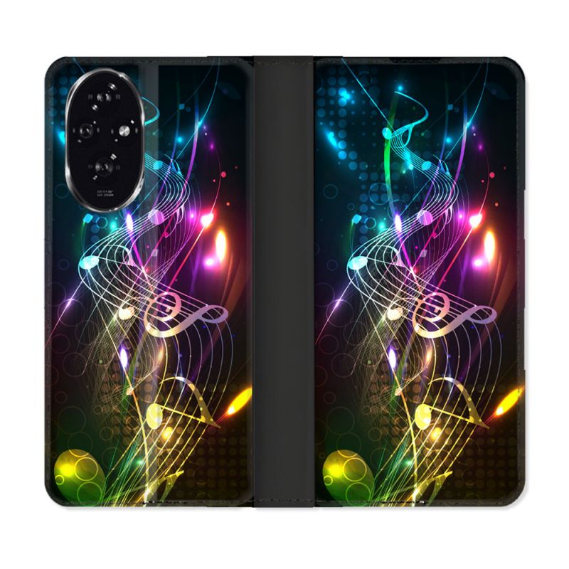 Housse cuir portefeuille Pour Honor 200 5G Musique Partition Multicolore