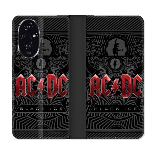 Housse cuir portefeuille Pour Honor 200 5G Musique Rock ACDC Rouge