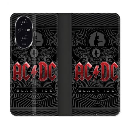 Housse cuir portefeuille Pour Honor 200 5G Musique Rock ACDC Rouge