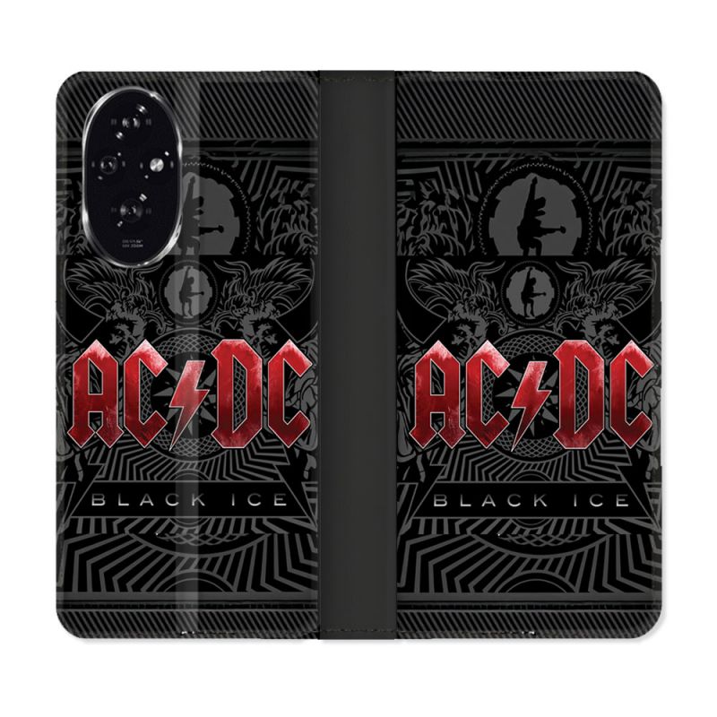 Housse cuir portefeuille Pour Honor 200 5G Musique Rock ACDC Rouge