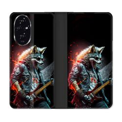 Housse cuir portefeuille Pour Honor 200 5G Musique Rock Loup