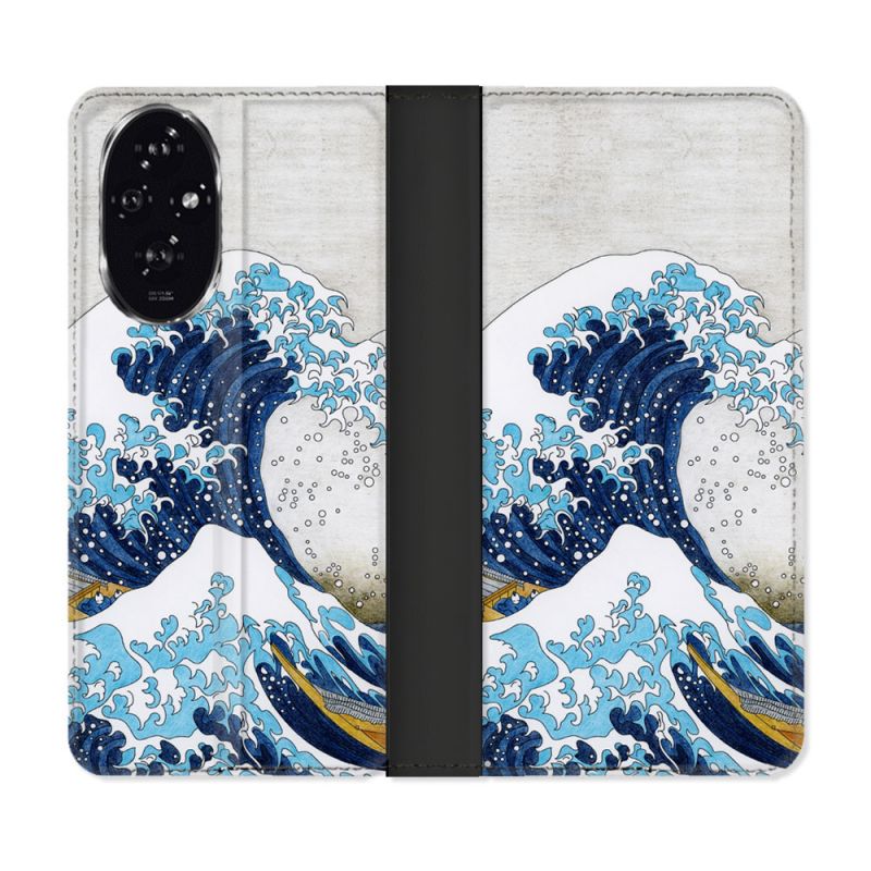 Housse cuir portefeuille Pour Honor 200 5G Peinture La Grande Vague