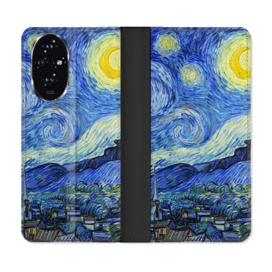 Housse cuir portefeuille Pour Honor 200 5G Peinture La nuit étoilée