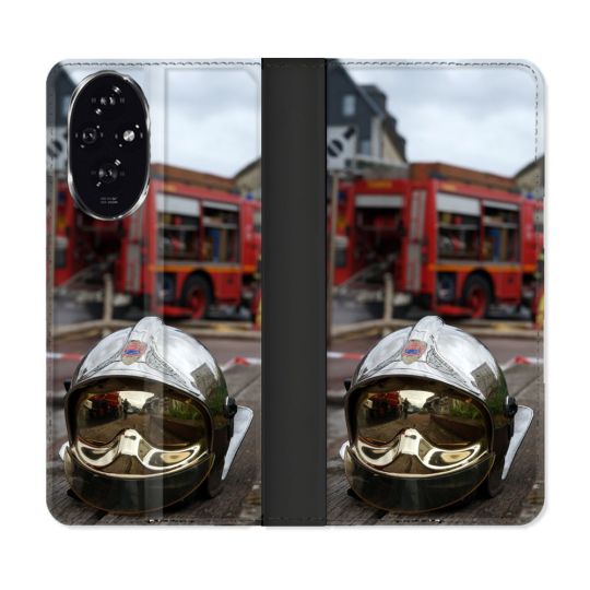 Housse cuir portefeuille Pour Honor 200 5G Pompier Casque Camion