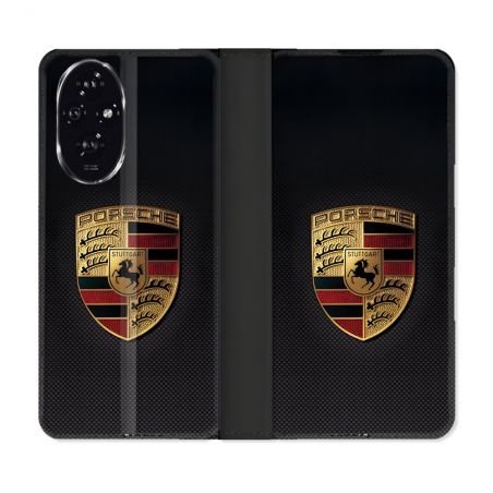 Housse cuir portefeuille Pour Honor 200 5G Porsche Carbone