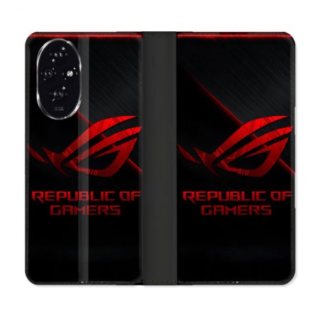 Housse cuir portefeuille Pour Honor 200 5G ROG Rouge