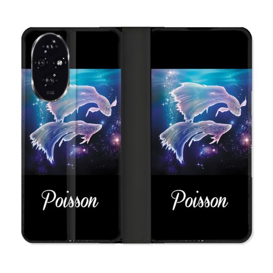 Housse cuir portefeuille Pour Honor 200 5G Signe Zodiaque 2 Poisson