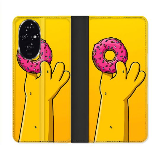 Housse cuir portefeuille Pour Honor 200 5G Simpson Donuts
