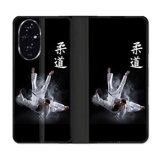 Housse cuir portefeuille Pour Honor 200 5G Sport Judo Noir