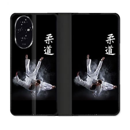 Housse cuir portefeuille Pour Honor 200 5G Sport Judo Noir