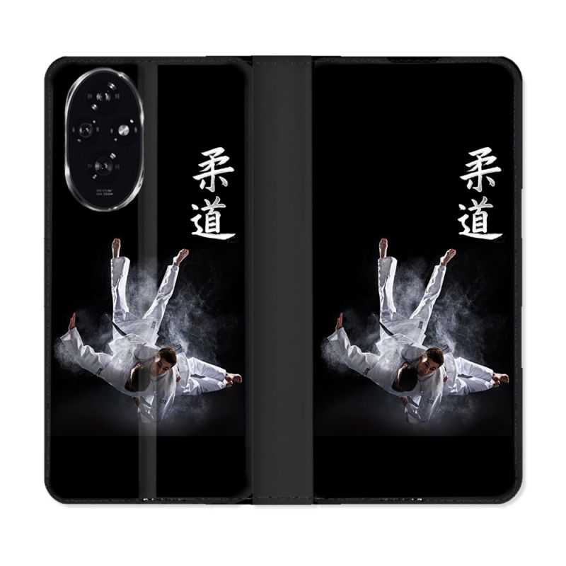 Housse cuir portefeuille Pour Honor 200 5G Sport Judo Noir