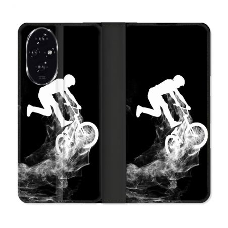 Housse cuir portefeuille Pour Honor 200 5G Sport VTT Noir
