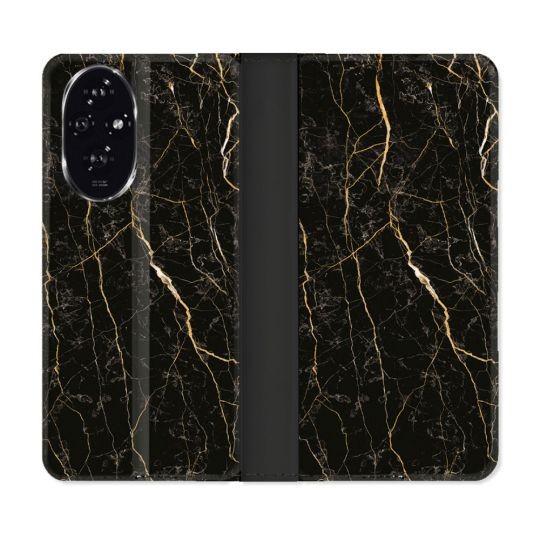 Housse cuir portefeuille Pour Honor 200 5G Texture Marbre Noir