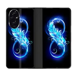 Housse cuir portefeuille Pour Honor 200 5G Texture Plume Infini Bleu