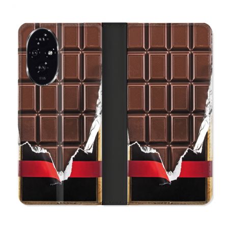Housse cuir portefeuille Pour Honor 200 5G Texture Trompe Oeil Chocolat