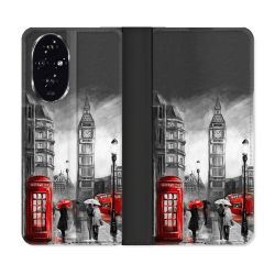 Housse cuir portefeuille Pour Honor 200 5G Voyage Angleterre Londres Vintage