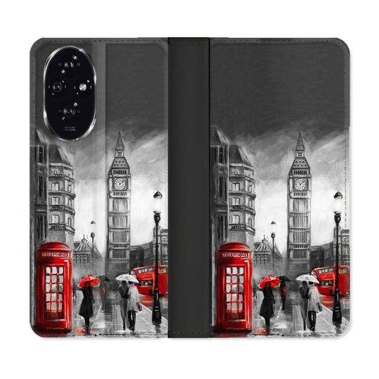 Housse cuir portefeuille Pour Honor 200 5G Voyage Angleterre Londres Vintage