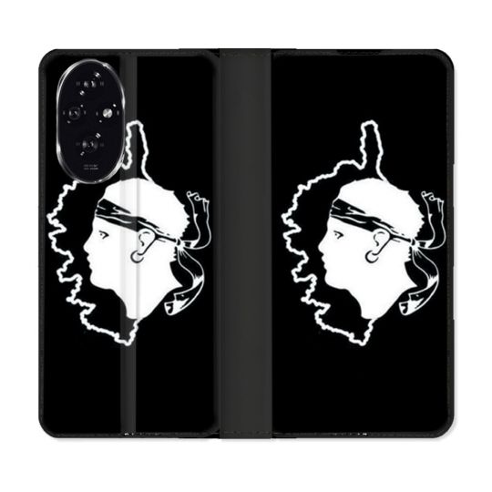 Housse cuir portefeuille Pour Honor 200 5G Voyage Corse Noir