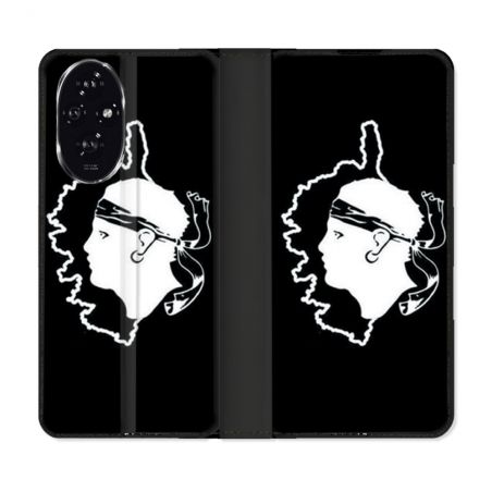 Housse cuir portefeuille Pour Honor 200 5G Voyage Corse Noir