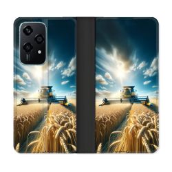 Housse cuir portefeuille Pour Honor 200 Lite 5G Agriculture Moissonneuse Blé