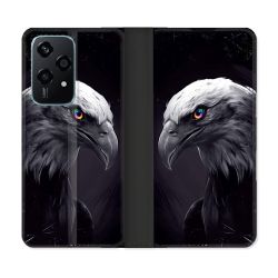 Housse cuir portefeuille Pour Honor 200 Lite 5G Animal Aigle Royal Noir
