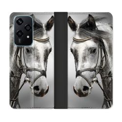 Housse cuir portefeuille Pour Honor 200 Lite 5G Animal Cheval Blanc