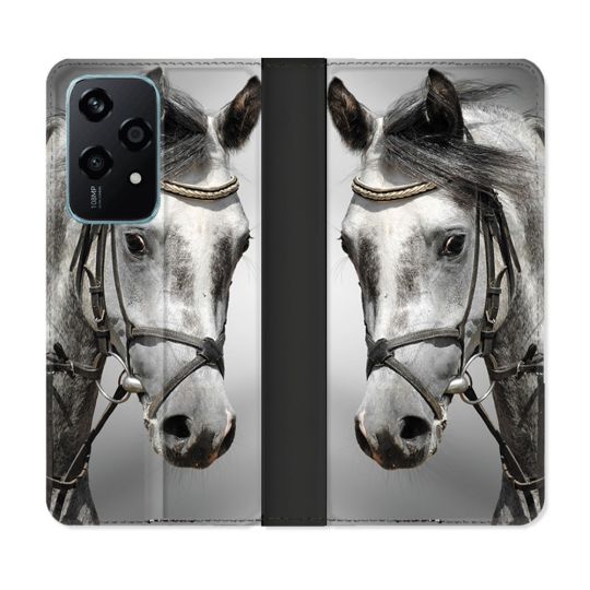 Housse cuir portefeuille Pour Honor 200 Lite 5G Animal Cheval Blanc