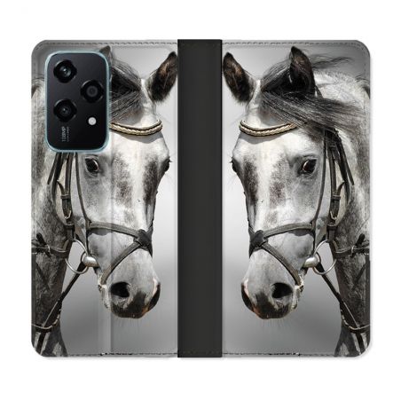 Housse cuir portefeuille Pour Honor 200 Lite 5G Animal Cheval Blanc