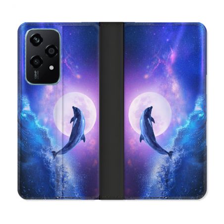 Housse cuir portefeuille Pour Honor 200 Lite 5G Animal Dauphin Vague