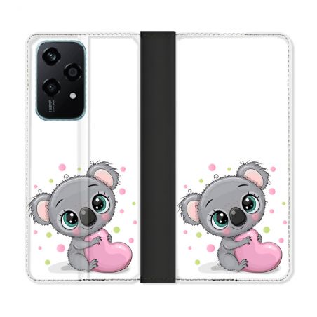 Housse cuir portefeuille Pour Honor 200 Lite 5G Animal Koala Cœur