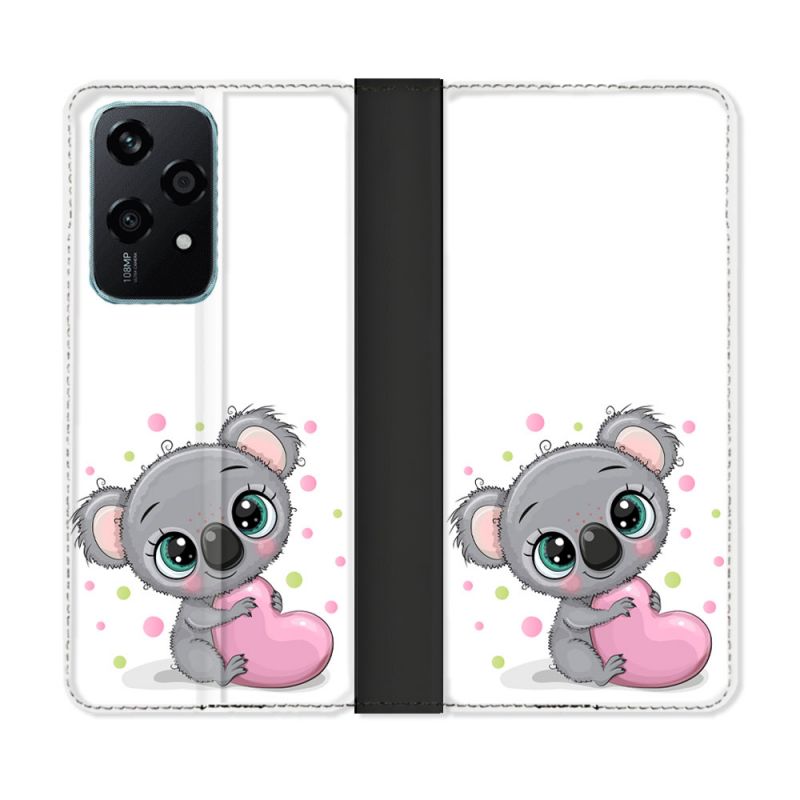 Housse cuir portefeuille Pour Honor 200 Lite 5G Animal Koala Cœur