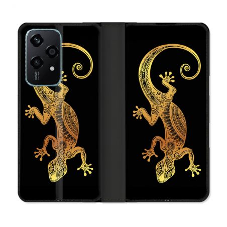 Housse cuir portefeuille Pour Honor 200 Lite 5G Animal Lezard Noir