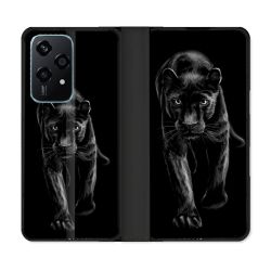Housse cuir portefeuille Pour Honor 200 Lite 5G Animal Panthère Noire