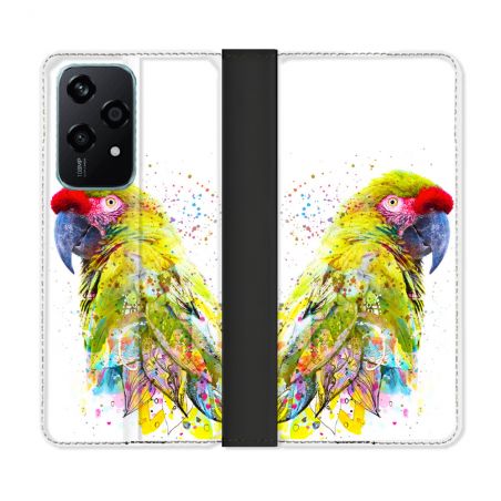 Housse cuir portefeuille Pour Honor 200 Lite 5G Animal Perroquet Jaune