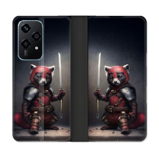 Housse cuir portefeuille Pour Honor 200 Lite 5G Animal Raton Samouraï