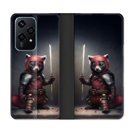 Housse cuir portefeuille Pour Honor 200 Lite 5G Animal Raton Samouraï